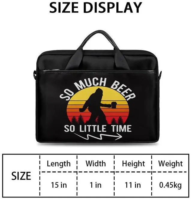 Alt view image 2 of 5 - Laptop Bag for Women Men, Bigfoot 15.6 inch Messenger Shoulder Bags, Water Resistant Sasquatch So Much Beer Computer Bag Sleeve Laptop Carrying Case for Work, Office, School, Casual