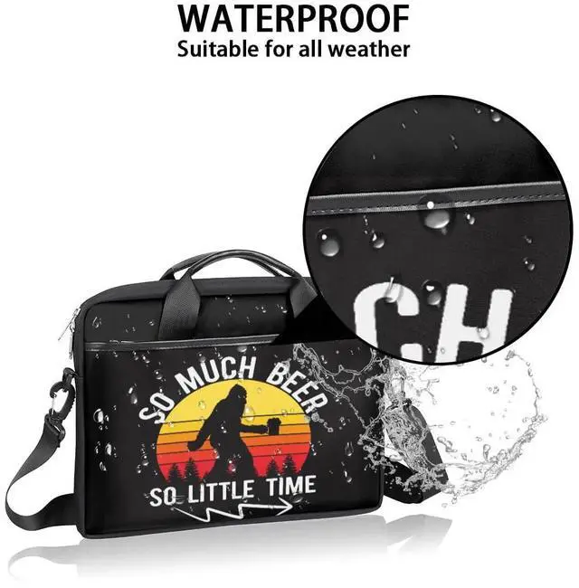 Alt view image 3 of 5 - Laptop Bag for Women Men, Bigfoot 15.6 inch Messenger Shoulder Bags, Water Resistant Sasquatch So Much Beer Computer Bag Sleeve Laptop Carrying Case for Work, Office, School, Casual