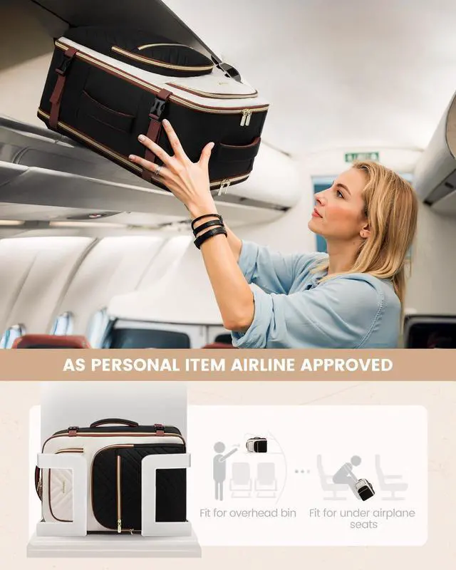 Alt view image 2 of 5 - LOVEVOOK Travel Backpack Carry on Flight Approved 50L,Waterproof TSA Travel Essentials Personal Item Backpack for Women Men,Large Carry on Luggage Suitcase Travel Bag for Airplane with 3 Packing Cubes
