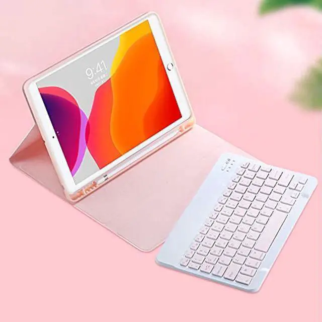 Alt view image 4 of 5 - Lrufodya iPad Keyboard Case for iPad Mini 1 2 3 4 5 with Detachable Keyboard and Pen Holder, Slim Smart Auto Sleep/Wake Cover Case (Pink)