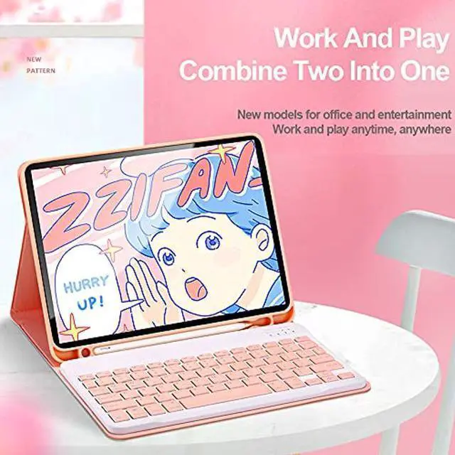 Alt view image 5 of 5 - Lrufodya iPad Keyboard Case for iPad Mini 1 2 3 4 5 with Detachable Keyboard and Pen Holder, Slim Smart Auto Sleep/Wake Cover Case (Pink)