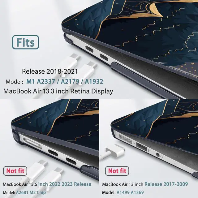Alt view image 2 of 5 - May Chen Compatible with MacBook Air 13 inch Release 2021 2020 2019 2018 (Models: M1 A2337/A2179/A1932), Plastic Hard Shell Case for MacBook Air 13 with Retina Display & Touch ID, Starry Mountain