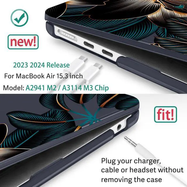 Alt view image 2 of 5 - May Chen Compatible with M4 MacBook Air 15 inch Case 2025 2024 2023 A3241 A3114 M3 A2941 M2 with Liquid Retina Display & Touch ID, Plastic Hard Shell with Keyboard Cover - Lilies Flowers