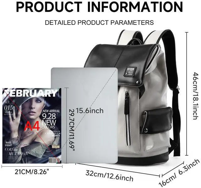 Alt view image 2 of 5 - MATE ELAN Travel Vintage Leather Backpack + Waterproof Toiletry Bag for the Modern Adventurer