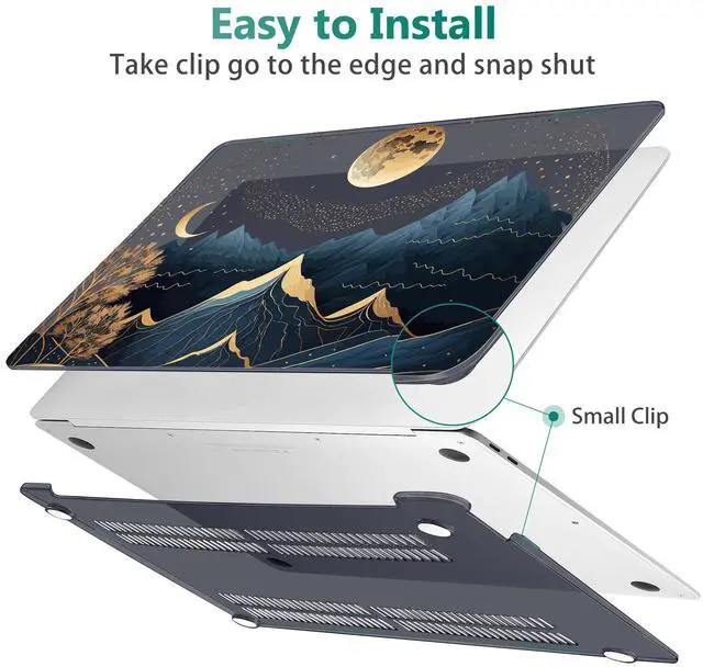 Alt view image 4 of 5 - May Chen Compatible with MacBook Air 13 inch Release 2021 2020 2019 2018 (Models: M1 A2337/A2179/A1932), Plastic Hard Shell Case for MacBook Air 13 with Retina Display & Touch ID, Starry Mountain