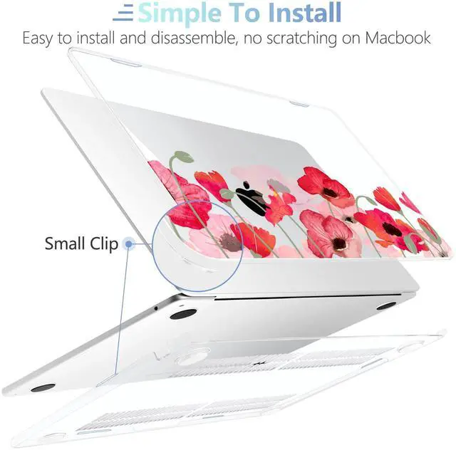 Alt view image 5 of 5 - MEEgoodo for M4/M3/M2 MacBook Air 15.3 inch Case 2025 2024 2023, Case Fit Model (A3241/A3114/A2941) for MacBook Air 15 inch, Laptop Hard Shell with Keyboard Cover, Hand Drawn Poppy