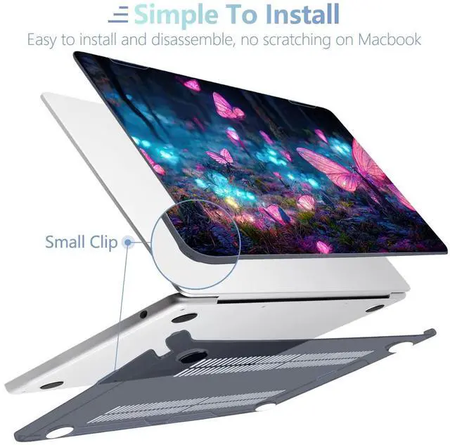 Alt view image 5 of 5 - MEEgoodo Case for MacBook Air M4/M3/M2 13.6 inch 2025 2024 2022, Fit Model A3240 A3113 A2681, Compatible with MacBook Air 13 inch, Laptop Hard Shell Case with Keyboard Cover, Fantasy Forest