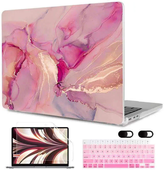 Main image of MEEgoodo Case for MacBook Air M4/M3/M2 13.6 inch 2025 2024 2022, Fit Model A3240 A3113 A2681, Compatible with MacBook Air 13 inch, Laptop Hard Shell Case with Keyboard Cover, Gold Splashes Marble