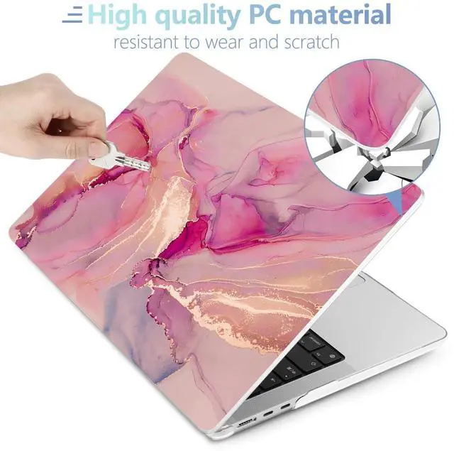 Alt view image 4 of 5 - MEEgoodo Case for MacBook Air M4/M3/M2 13.6 inch 2025 2024 2022, Fit Model A3240 A3113 A2681, Compatible with MacBook Air 13 inch, Laptop Hard Shell Case with Keyboard Cover, Gold Splashes Marble