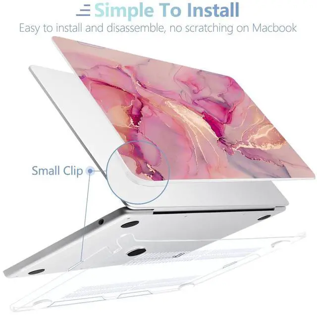 Alt view image 5 of 5 - MEEgoodo Case for MacBook Air M4/M3/M2 13.6 inch 2025 2024 2022, Fit Model A3240 A3113 A2681, Compatible with MacBook Air 13 inch, Laptop Hard Shell Case with Keyboard Cover, Gold Splashes Marble