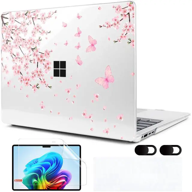 Main image of MEEgoodo Case for Microsoft Surface Laptop 13.8 inch Touchscreen 2024 (7th Edition),Clear Cover Fit Model 2036,Laptop Hard Shell with Keyboard & Webcam Cover & Screen Protector,Cherry Blossoms