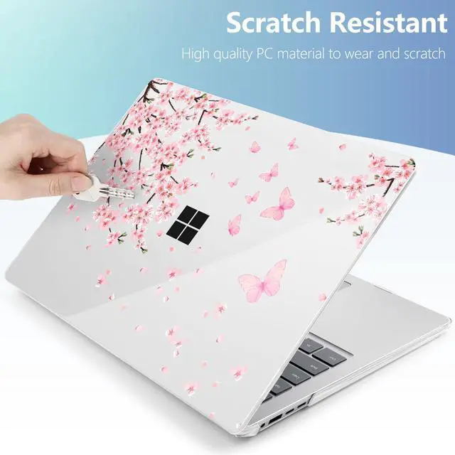 Alt view image 3 of 5 - MEEgoodo Case for Microsoft Surface Laptop 13.8 inch Touchscreen 2024 (7th Edition),Clear Cover Fit Model 2036,Laptop Hard Shell with Keyboard & Webcam Cover & Screen Protector,Cherry Blossoms