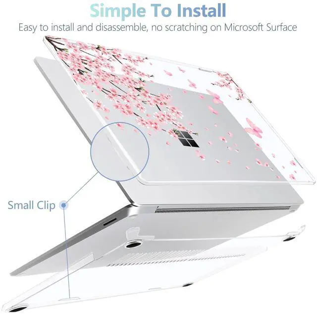 Alt view image 4 of 5 - MEEgoodo Case for Microsoft Surface Laptop 13.8 inch Touchscreen 2024 (7th Edition),Clear Cover Fit Model 2036,Laptop Hard Shell with Keyboard & Webcam Cover & Screen Protector,Cherry Blossoms