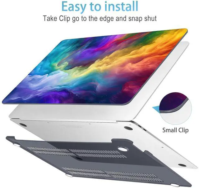 Alt view image 3 of 5 - Mektron Case for MacBook Air 13 inch M1 A2337 A2179 A1932,Hard Cover 2018-2021 Air 13-inch with Touch ID, Exclusively Designed Protective Shell with Keyboard Skin+Screen Protector, Rainbow Cosmic