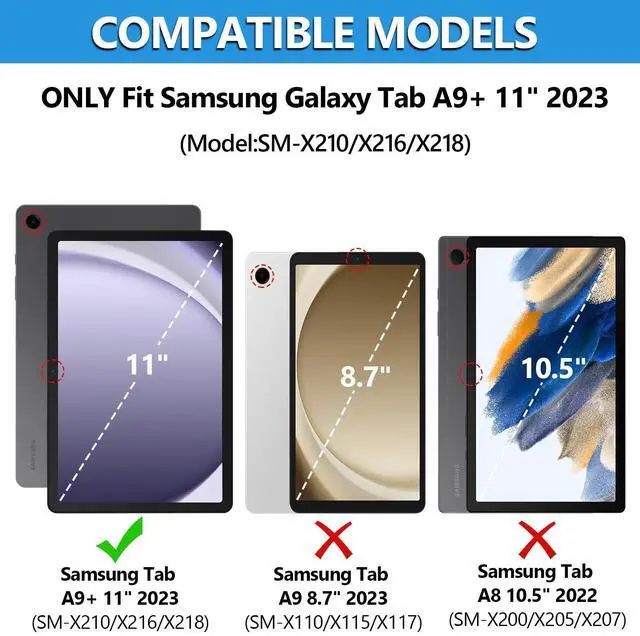 Alt view image 2 of 5 - Keyboard Case for Samsung Galaxy Tab A9 Plus/A9+ 5G 11 Inch 2023, Samsung A9 Plus Tablet Case with Detachable Wireless Bluetooth Keyboard (SM-X210/X216/X218) - Black