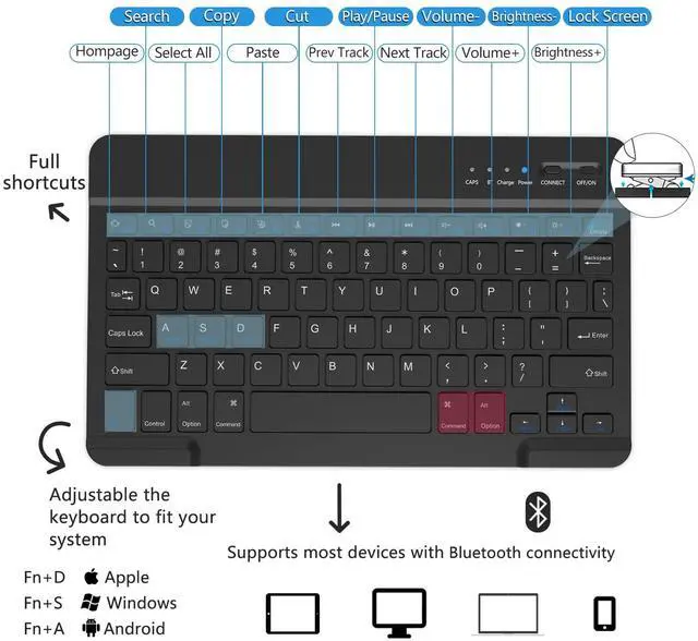 Alt view image 3 of 5 - Keyboard Case for Samsung Galaxy Tab A9 Plus/A9+ 5G 11 Inch 2023, Samsung A9 Plus Tablet Case with Detachable Wireless Bluetooth Keyboard (SM-X210/X216/X218) - Black