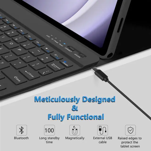 Alt view image 5 of 5 - Keyboard Case for Samsung Galaxy Tab A9 Plus/A9+ 5G 11 Inch 2023, Samsung A9 Plus Tablet Case with Detachable Wireless Bluetooth Keyboard (SM-X210/X216/X218) - Black