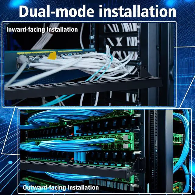 Alt view image 4 of 5 - MorningRo 2 Pcs 1u 19 Inch Rack Mount Cable Management Horizontal Bracket 24 Slot Adjustable Depth Horizontal Network Cable Lacing Cross Support Bar for Patch Panels/Switches