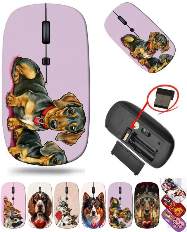 Main image of maizi MacBook Pro Wireless Mouse for PC MacBook Notebook Computer, MacBook Pro Wireless Mice MKADAU Dachshunds Portable 2.4G with USB Receiver Made in USA