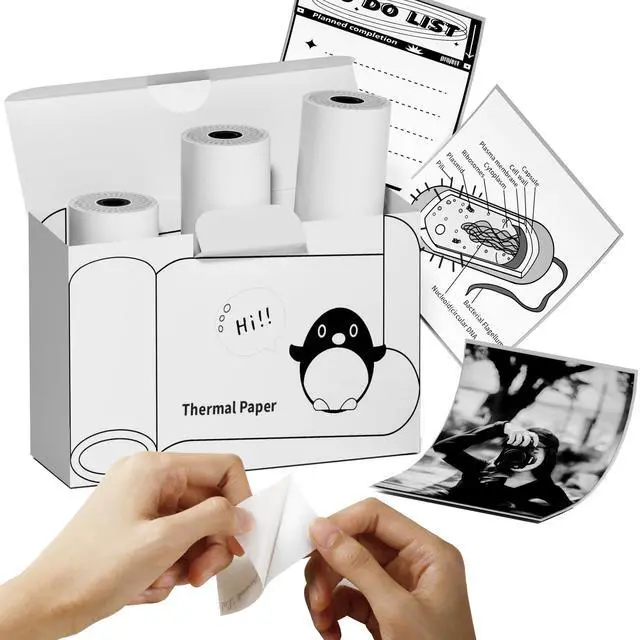 Alt view image 3 of 5 - NelkoGlobal Mini Sticker Printer with 3 Rolls of 50mm*3.5m White Self-Adhesive Thermal Printer Paper (Image Duration: 10 Years)