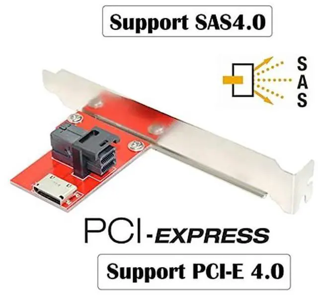 Alt view image 3 of 5 - NFHK PCI-Express 4.0 Mini SAS HD SFF-8643 to Oculink SFF-8611 SFF-8612 PCBA Female Adapter with Bracket