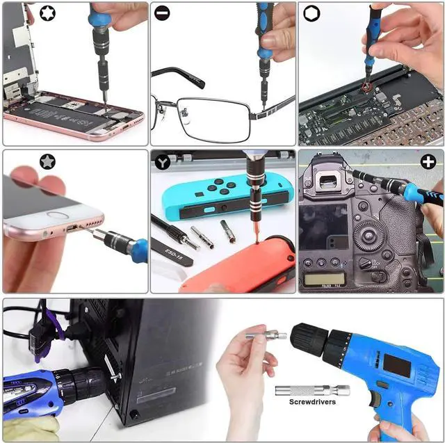 Alt view image 3 of 5 - oGoDeal 155 in 1 Precision Screwdriver Set Professional Electronic Repair Tool Kit for Computer, Eyeglasses, iPhone, Laptop, PC, Tablet,PS3,PS4,Xbox,Macbook,Camera,Watch,Toy,Jewelers,Drone Blue