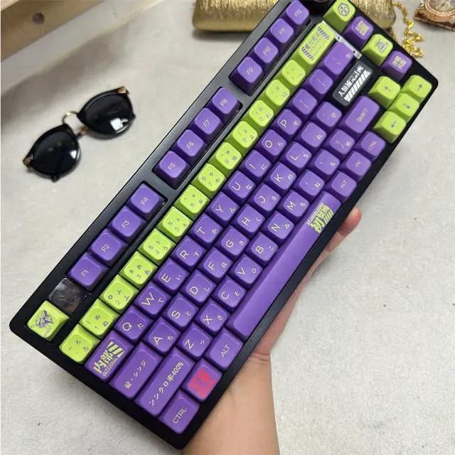 Main image of Pusakoa 126 Keys Purple Japanese Keycaps MDA Profile PBT Dye Sub Theme Keycaps Set Fit for 60% 65% 75% 95% Cherry Mx Switches Mechanical Keyboard