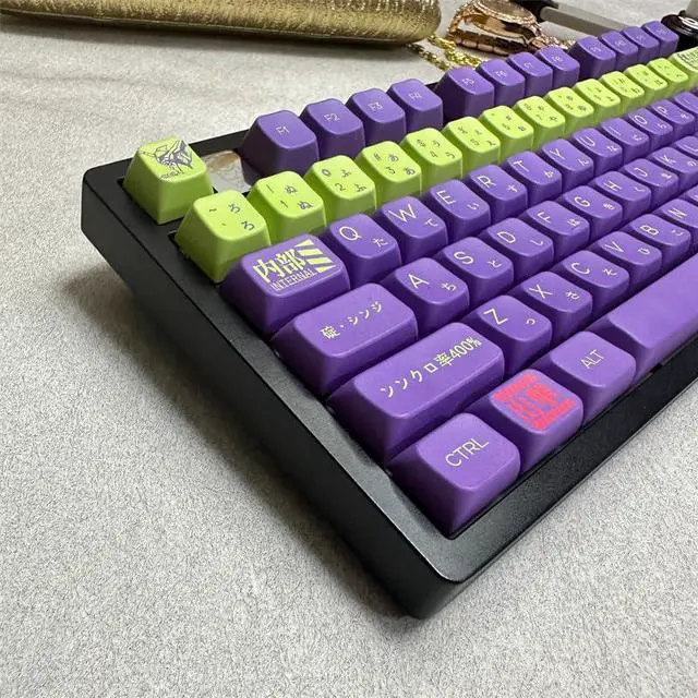 Alt view image 4 of 5 - Pusakoa 126 Keys Purple Japanese Keycaps MDA Profile PBT Dye Sub Theme Keycaps Set Fit for 60% 65% 75% 95% Cherry Mx Switches Mechanical Keyboard