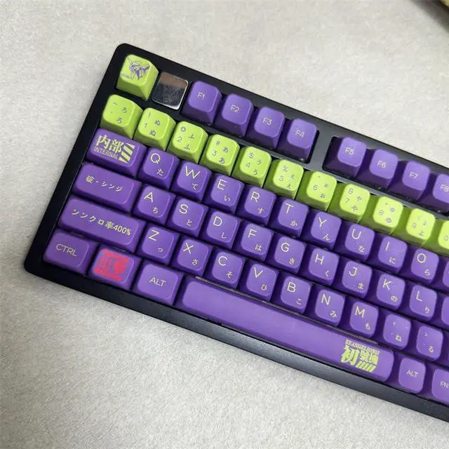 Alt view image 5 of 5 - Pusakoa 126 Keys Purple Japanese Keycaps MDA Profile PBT Dye Sub Theme Keycaps Set Fit for 60% 65% 75% 95% Cherry Mx Switches Mechanical Keyboard