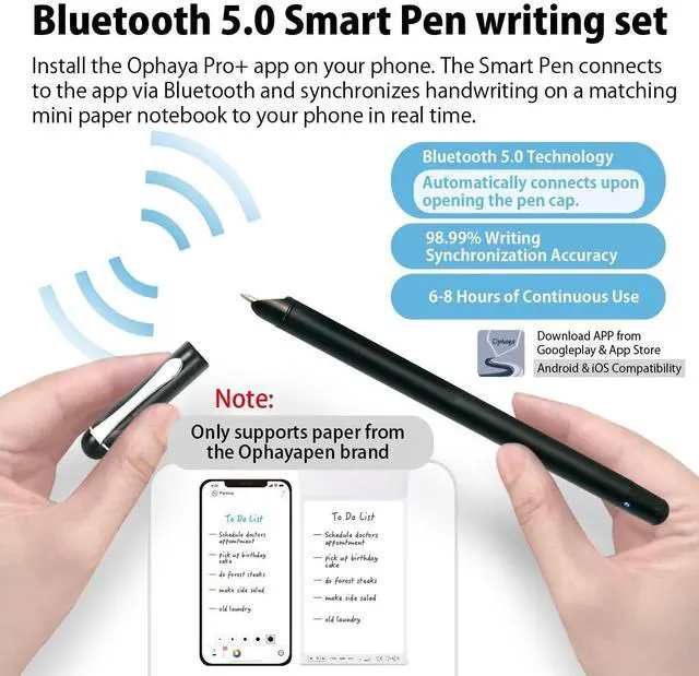 Alt view image 2 of 5 - Ophayapen Smart Pen+Mini notebok, Digital Pen Real-time Sync for Digitizing, Storing, and Sharing Notes, Ideal Smart Pen for Note Taking, Drawing, Classroom, Offices, Compatible with Android and iOS