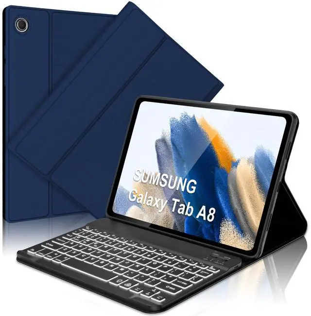 Main image of Keyboard Case for Samsung Galaxy Tab A8 10.5 inch 2022, 7 Colors Backlit & Magnetic Detachable Bluetooth Keyboard, Slim Soft Folio Tablet Cover Case for Tab A8 SM-X200/X205/X207, Auto Sleep/Wake Up