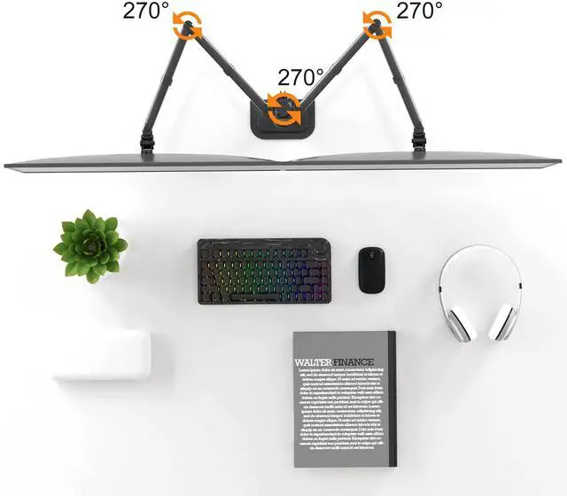 Alt view image 5 of 5 - Pholiten Dual Monitor Stand, Heavy Duty Adjustable Monitor Arm Desk Mount for 2 Screens up to 42Inches, Tilt, Swivel, Rotate, Supports Tilt, Swivel, Rotate, Supports 22 lbs per Arm,Black