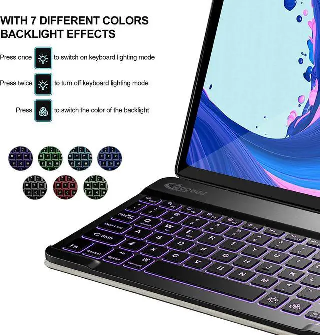 Alt view image 3 of 5 - Qoosea for Galaxy Tab A7 Lite Case with Keyboard Protective Cover Case with Screen Protector Detachable Bluetooth Keyboard for Galaxy Tab A7 Lite 8.7inch (Black)