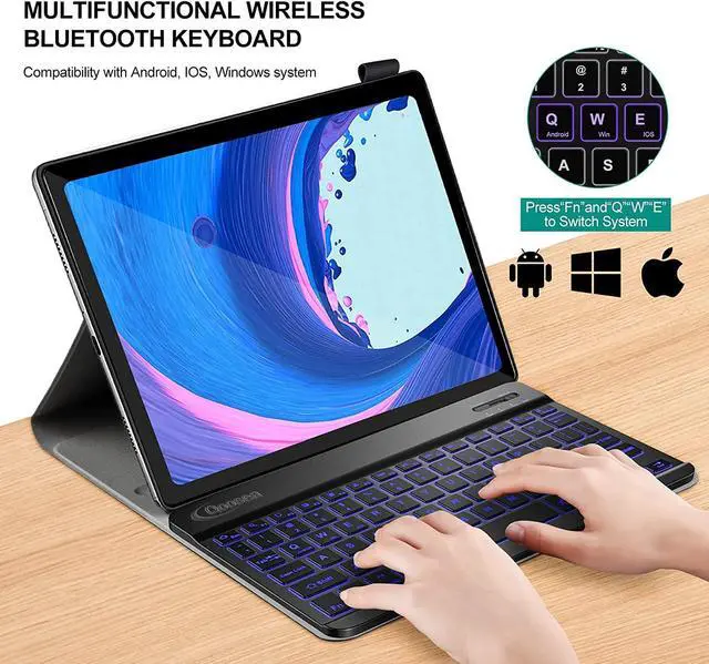 Alt view image 4 of 5 - Qoosea for Galaxy Tab A7 Lite Case with Keyboard Protective Cover Case with Screen Protector Detachable Bluetooth Keyboard for Galaxy Tab A7 Lite 8.7inch (Black)