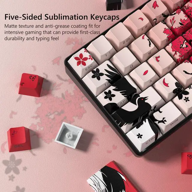 Alt view image 4 of 5 - Japanese Anime Keycaps 60 65 75 100 Percent,Cherry Keycaps130 Keys PBT Dye Sublimation Custom Keycaps Set for Mechanical Keyboard 61/64/75/84/87/104/108 Layout with Key Puller (Red)