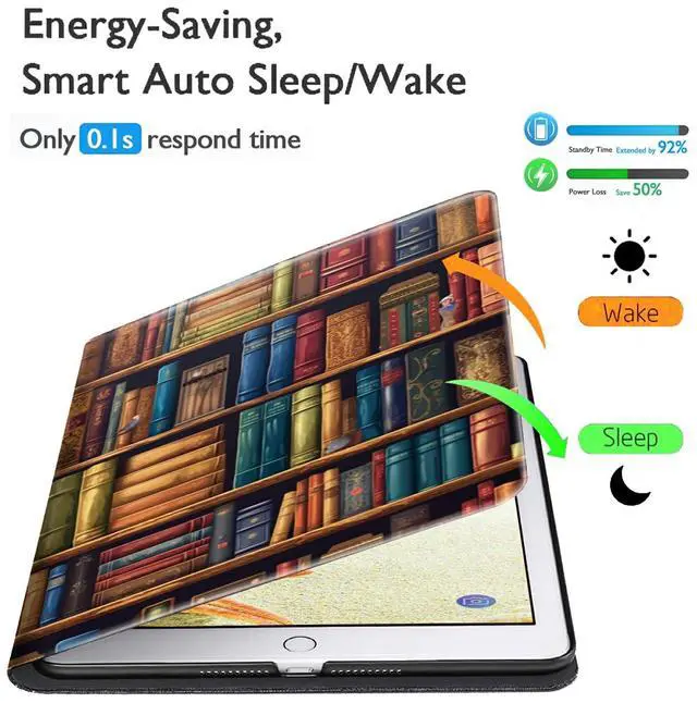 Alt view image 3 of 5 - Case for  Kindle Fire Max 11 Tablet (13th Gen, 2023 Release) 11" PU Leather Slim Folding Adjustable Stand Smart Cover with Auto Wake/Sleep for Fire 11 Max Tablet,Library Bookshelfs