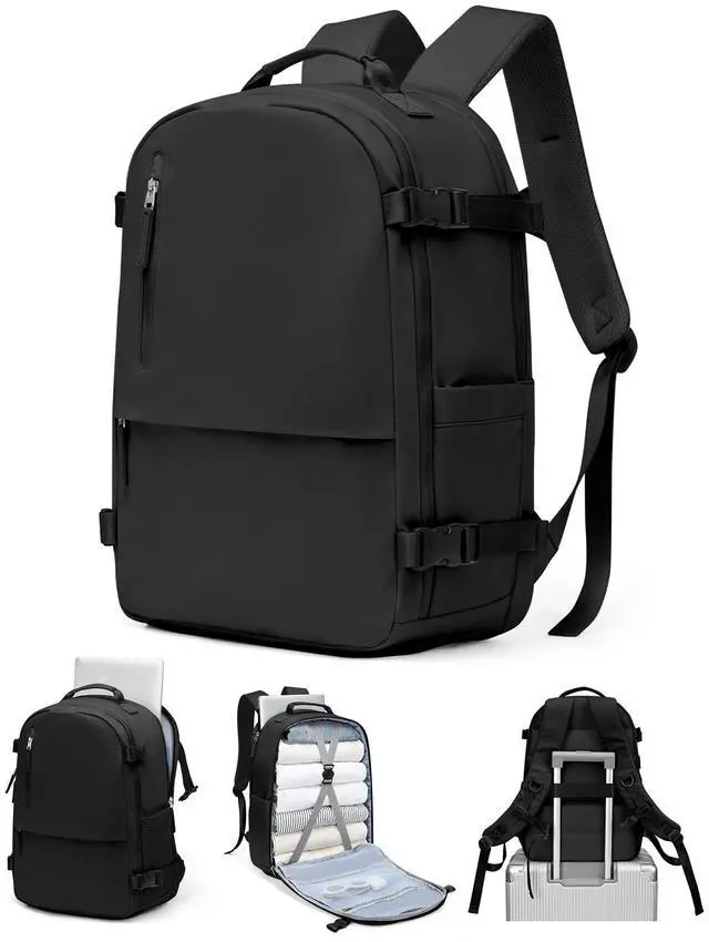 Main image of Travel Backpack for Women Men, Carry on Backpack Flight Approved Item Bag,Casual Daypacks Cabin Bagage,Hiking Backpack Lightweight Rucksack, Business Laptop Backpack with USB Charger Black Large