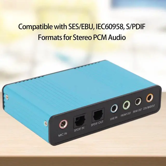 Alt view image 5 of 5 - 5.1 Channel USB Sound Card, Analog Play Recording External Sound Card for PC Laptop Computer with Multiple Interfaces, 48kHz Sampling Rate (Blue)