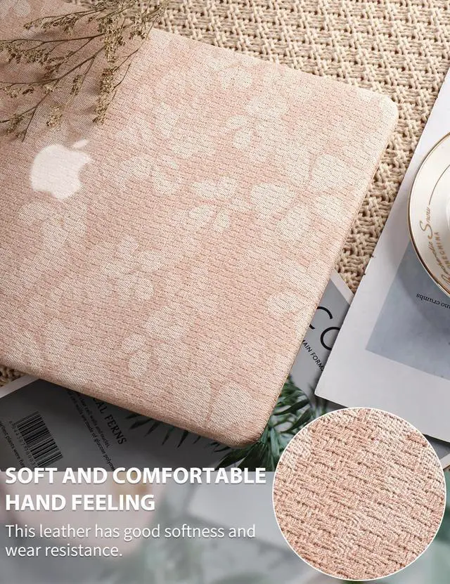 Alt view image 2 of 5 - Seorsok Compatible with MacBook Air 15 inch Case 2023 2024 2025 Release M4 A3241 M3 A3114 M2 A2941 Liquid Retina Display Touch ID,Leaves Printed Leather Plastic Hard Shell Case&Keyboard Cover,Pink