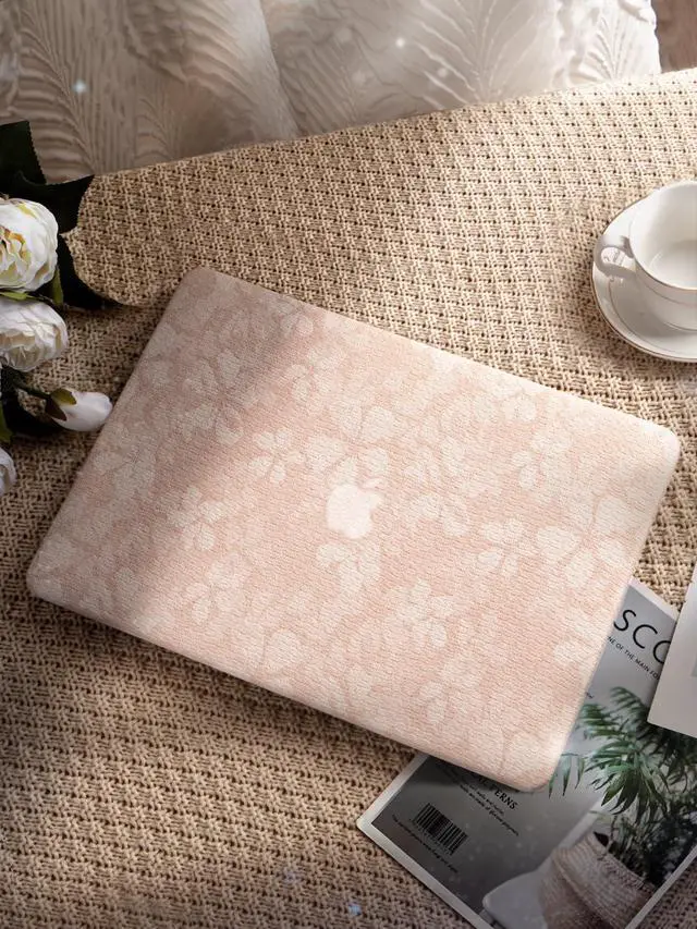 Alt view image 4 of 5 - Seorsok Compatible with MacBook Air 15 inch Case 2023 2024 2025 Release M4 A3241 M3 A3114 M2 A2941 Liquid Retina Display Touch ID,Leaves Printed Leather Plastic Hard Shell Case&Keyboard Cover,Pink