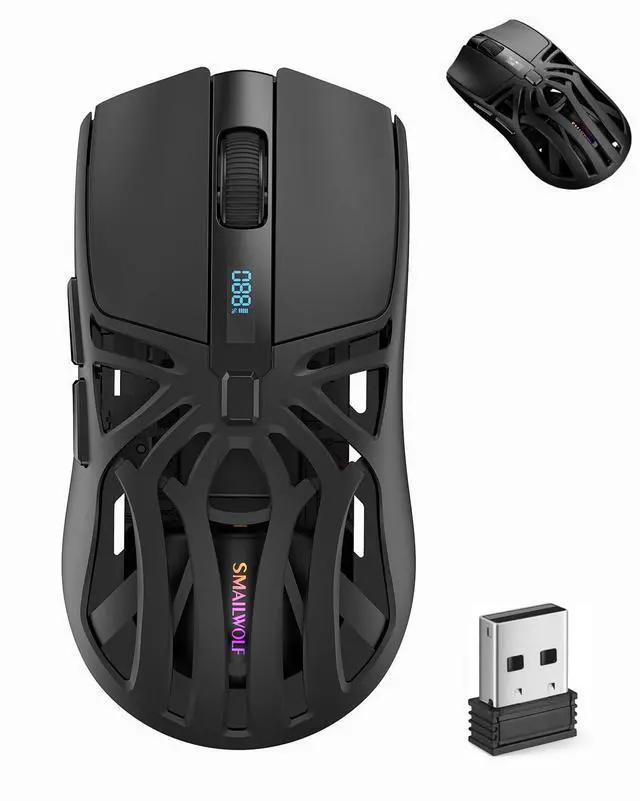 Main image of Wireless Gaming Mouse, Lightweight 10000 DPI Digital Screen Programmable Silent Tri-Mode Bluetooth/2.4G/USB-C Wired Ergonomic Gamer Mouse with Side Buttons for PC Laptop Computer Mac Gift,RGB Light