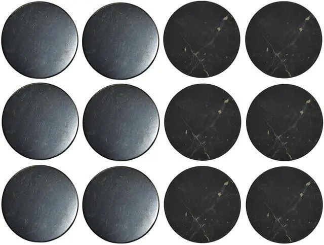 Main image of Shungite World 12 pcs Shungite Stickers Set Round 50 mm Polished and Unpolished (6 of Each) for Cell Phone Case Tablet Laptop Computer - Energy Shungite Stones Protection Plate with Carbon Fullerenes