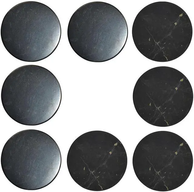 Main image of Shungite World 8 pcs Shungite Stickers Set Round 30 mm Polished and Unpolished (4 of Each) for Cell Phone Case Tablet Laptop Computer - Energy Shungite Stones Protection Plate with Carbon Fullerenes