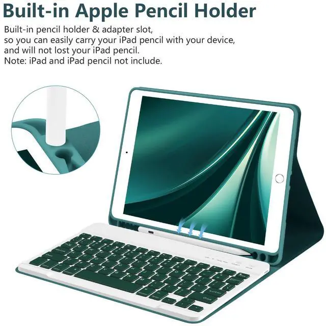Alt view image 5 of 5 - Keyboard Case for iPad 10.2" 9th Generation 2021/ 8th Gen 2020 Case for iPad 10.2 7th 2019, Wireless Bluetooth Keyboard for iPad Air 3 (3rd Gen)/iPad Pro 10.5"/iPad 10.2" Case with Pencil Holder