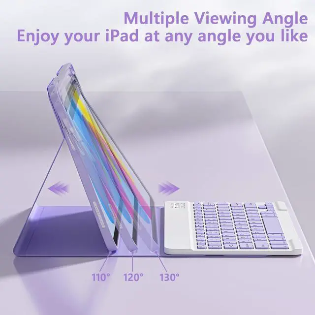 Alt view image 5 of 5 - TaIYanG for iPad A16 11/10th Generation Case with Keyboard- Detachable Bluetooth Keyboard Case with Pencil Holder, Thin & Light- Folio Cover for iPad 11 inch A16 2025 10th Gen 10.9 Inch 2022 (Purple)