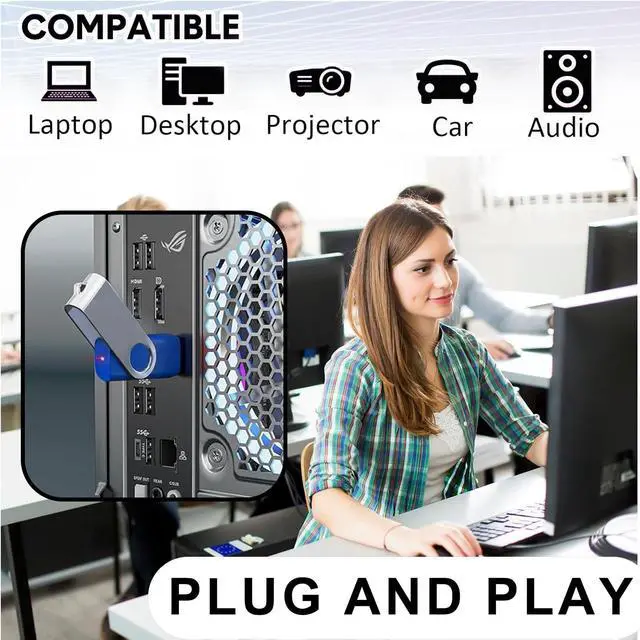 Alt view image 3 of 5 - 4GB USB Flash Drives 20 Pack 4 GB Thumb Drive TATMOHIK 2.0 USB Drives Bulk 4GB Swivel Design Flash Drive Pack with LED Indicator 4 Gig Jump Drive Pack, USB Stick, Memory Stick, Pen Drive, Blue Color