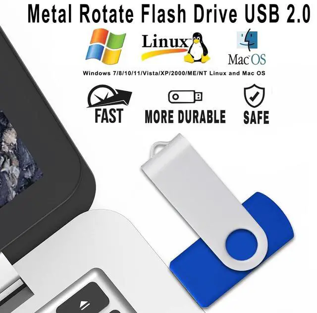 Alt view image 2 of 5 - 4GB USB Flash Drives 20 Pack 4 GB Thumb Drive TATMOHIK 2.0 USB Drives Bulk 4GB Swivel Design Flash Drive Pack with LED Indicator 4 Gig Jump Drive Pack, USB Stick, Memory Stick, Pen Drive, Blue Color