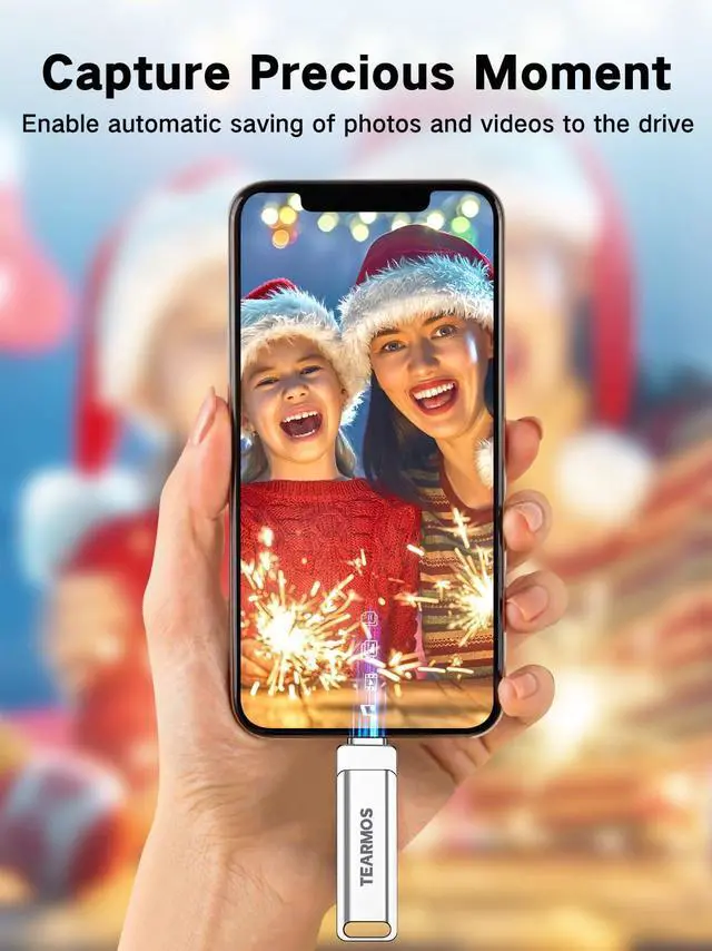 Alt view image 5 of 5 - TEARMOS 512GB Flash Drive Intended for iPhone iPad, Memory Stick Storage for Photos and Videos Backup, Compatible with iPhone iPad Android PC, Plug and Play, No Application Required (Metal Silver)