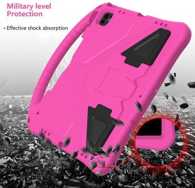 Alt view image 5 of 5 - Kids Case for iPad Pro 13" 2024/Air 13" M3 M2, iPad Pro 12.9 2018-2022 Cover with Pencil Holder, Techcircle Lightweight Shockproof EVA Foam Handle Stand Anti-Slip Grip Rugged Case, Rose
