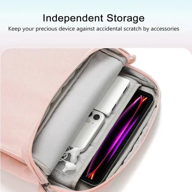 Alt view image 4 of 5 - TiMOVO 13 Inch Tablet Sleeve Handbag with Shoulder Strap for iPad Air 13" M3 2025, iPad Pro 13", iPad Pro 12.9", Galaxy Tab S9+/S9 Plus/S10+/S10 Plus/S9 FE+/S9 FE Plus 12.4", Pink